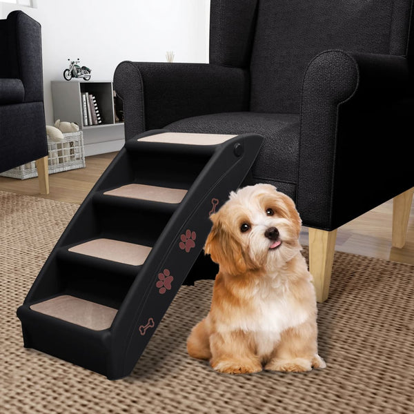 Folding Dog Stairs Black 24.4"x15.7"x19.5"