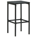 Bar Stools with Cushions 3 pcs Black Poly Rattan