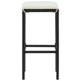 Bar Stools with Cushions 3 pcs Black Poly Rattan