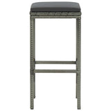 Bar Stools with Cushions 3 pcs Gray Poly Rattan