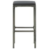 Bar Stools with Cushions 3 pcs Gray Poly Rattan