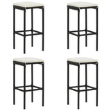 Bar Stools with Cushions 4 pcs Black Poly Rattan