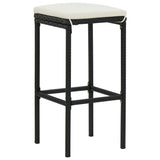 Bar Stools with Cushions 4 pcs Black Poly Rattan