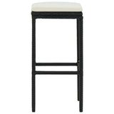 Bar Stools with Cushions 4 pcs Black Poly Rattan