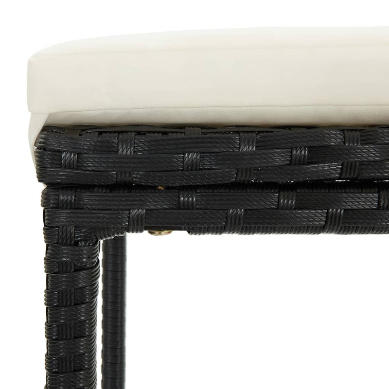 Bar Stools with Cushions 4 pcs Black Poly Rattan