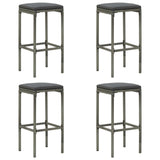 Bar Stools with Cushions 4 pcs Gray Poly Rattan