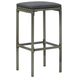 Bar Stools with Cushions 4 pcs Gray Poly Rattan