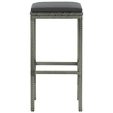 Bar Stools with Cushions 4 pcs Gray Poly Rattan