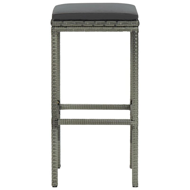 Bar Stools with Cushions 4 pcs Gray Poly Rattan