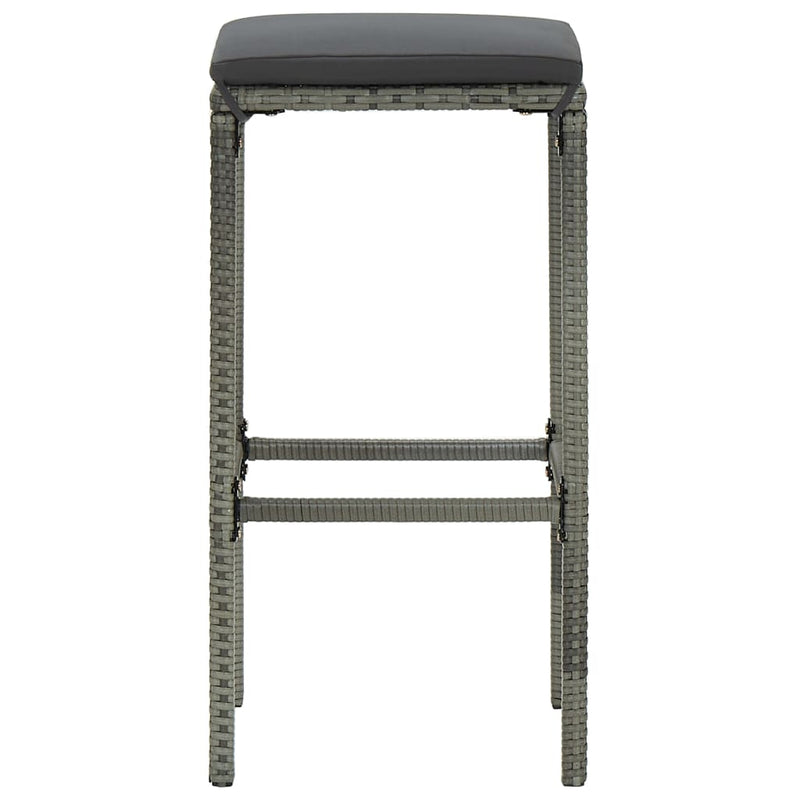 Bar Stools with Cushions 4 pcs Gray Poly Rattan