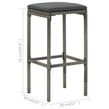 Bar Stools with Cushions 4 pcs Gray Poly Rattan