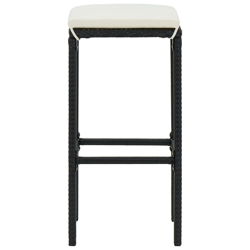 Bar Stools with Cushions 6 pcs Black Poly Rattan