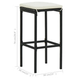 Bar Stools with Cushions 6 pcs Black Poly Rattan