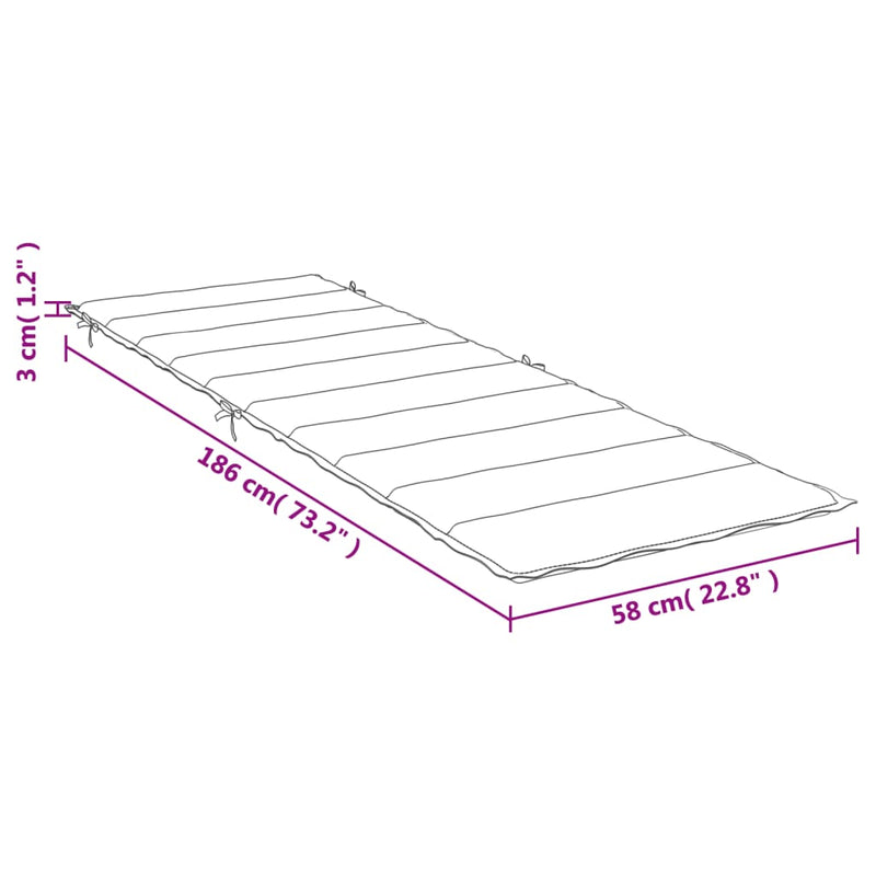 Sun Lounger Cushion Cream 73.2"x22.8"x1.2" Oxford Fabric