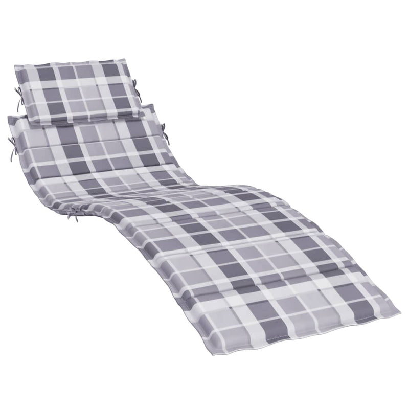 Sun Lounger Cushion Gray Check Pattern 73.2"x22.8"x1.2" Oxford Fabric