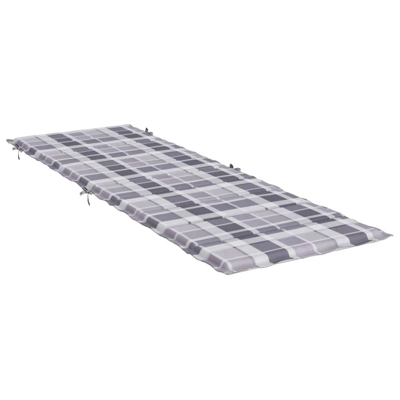 Sun Lounger Cushion Gray Check Pattern 73.2"x22.8"x1.2" Oxford Fabric