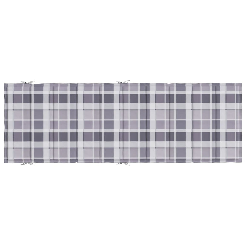 Sun Lounger Cushion Gray Check Pattern 73.2"x22.8"x1.2" Oxford Fabric