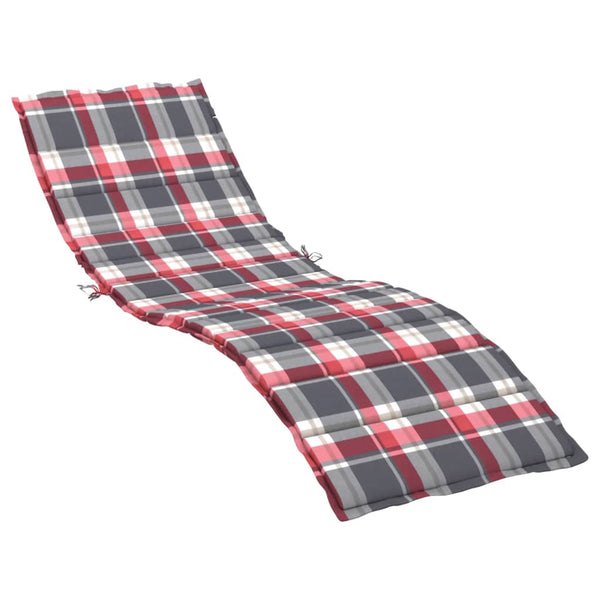 Sun Lounger Cushion Red Check Pattern 78.7"x19.7"x1.2" Fabric