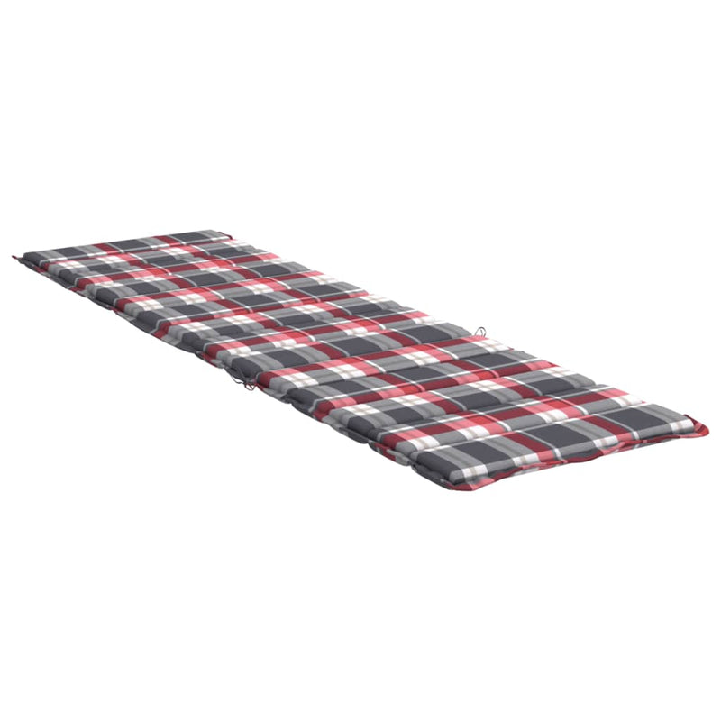 Sun Lounger Cushion Red Check Pattern 78.7"x19.7"x1.2" Fabric