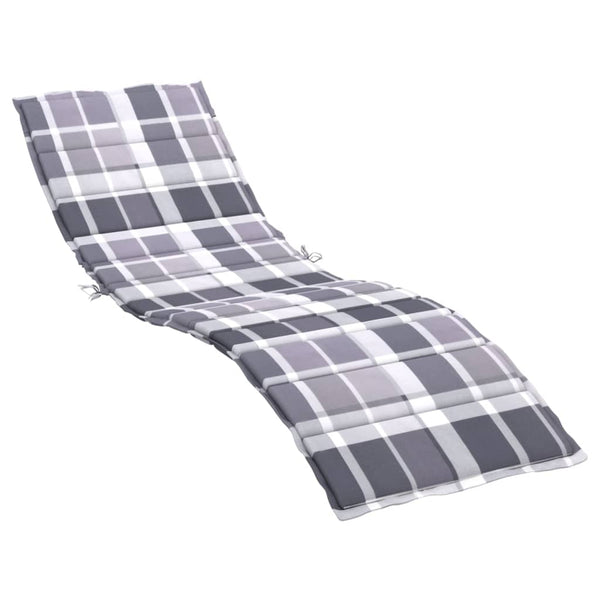 Sun Lounger Cushion Gray Check Pattern 78.7"x19.7"x1.2" Oxford Fabric