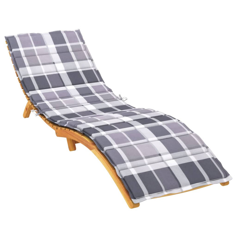 Sun Lounger Cushion Gray Check Pattern 78.7"x19.7"x1.2" Oxford Fabric