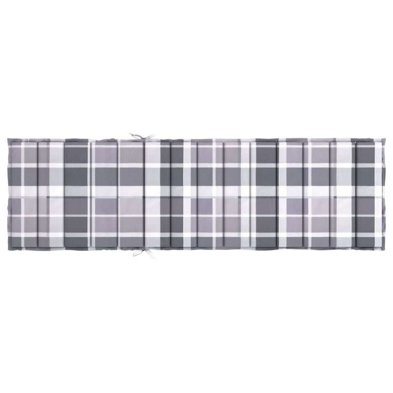 Sun Lounger Cushion Gray Check Pattern 78.7"x19.7"x1.2" Oxford Fabric