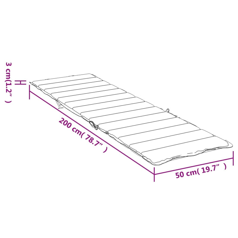 Sun Lounger Cushion Gray Check Pattern 78.7"x19.7"x1.2" Oxford Fabric