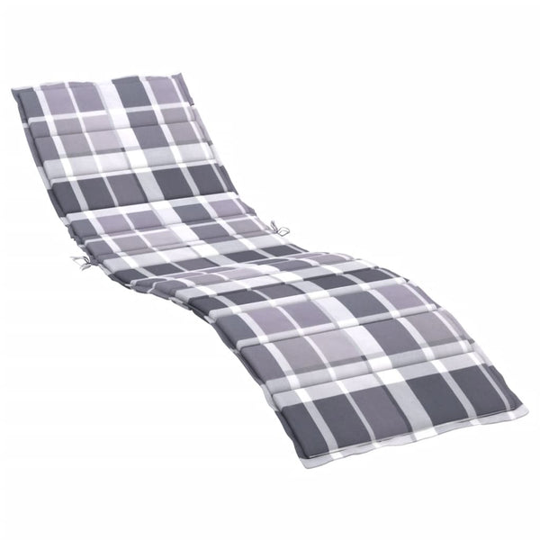 Sun Lounger Cushion Gray Check Pattern 78.7"x23.6"x1.2" Oxford Fabric