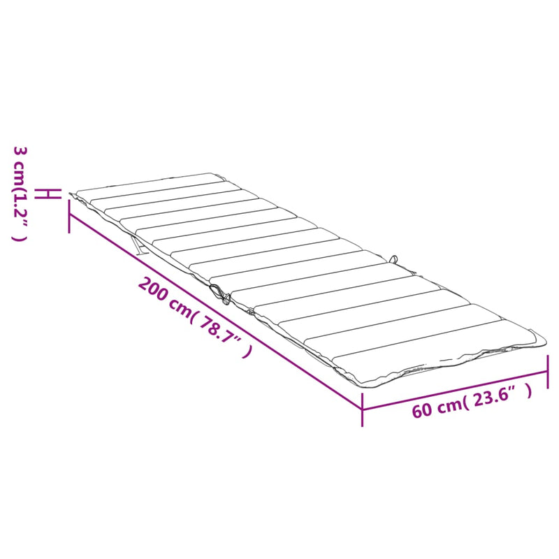 Sun Lounger Cushion Gray Check Pattern 78.7"x23.6"x1.2" Oxford Fabric