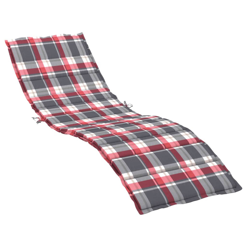 Sun Lounger Cushion Red Check Pattern 78.7"x27.6"x1.2" Fabric