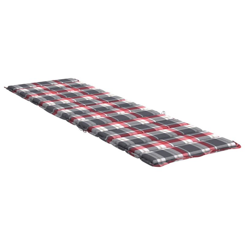 Sun Lounger Cushion Red Check Pattern 78.7"x27.6"x1.2" Fabric