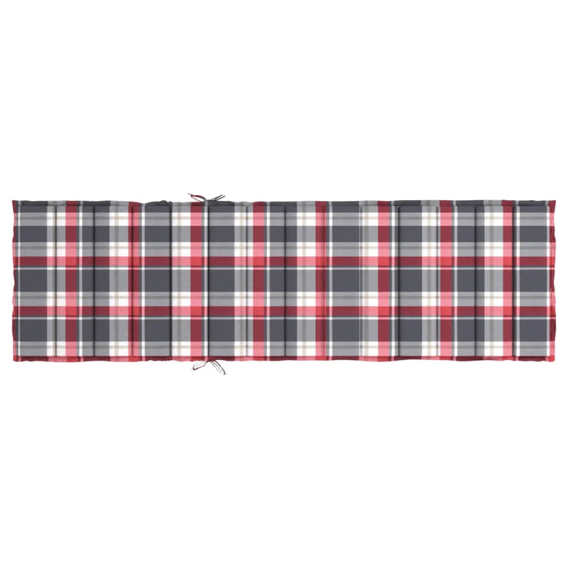 Sun Lounger Cushion Red Check Pattern 78.7"x27.6"x1.2" Fabric