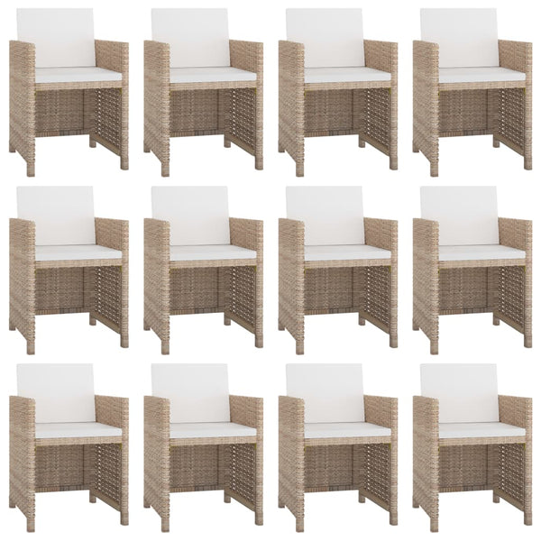 13 Piece Patio Dining Set with Cushions Poly Rattan Beige