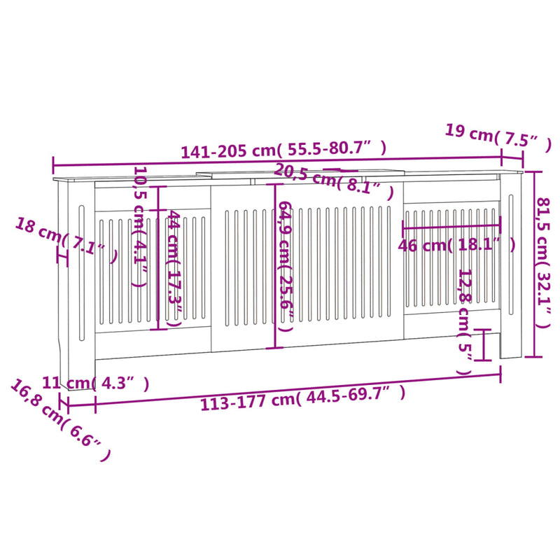 MDF Radiator Cover White 80.7"