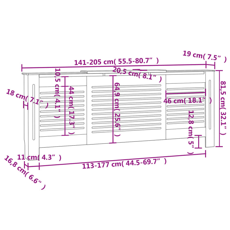 MDF Radiator Cover White 80.7"