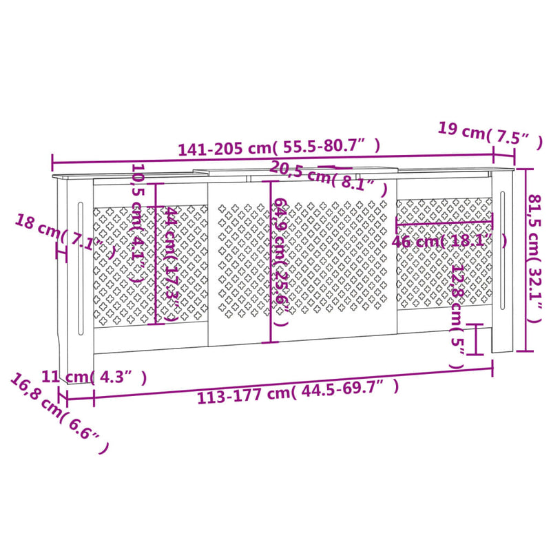 MDF Radiator Cover Gray 80.7"