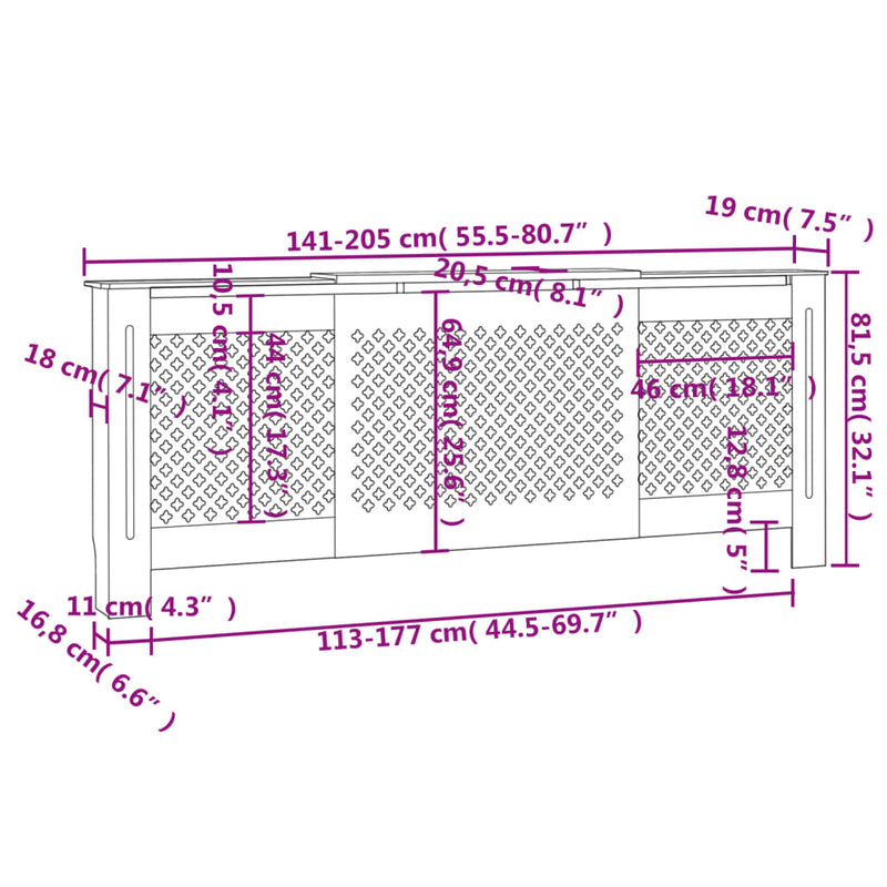 MDF Radiator Cover 80.7"