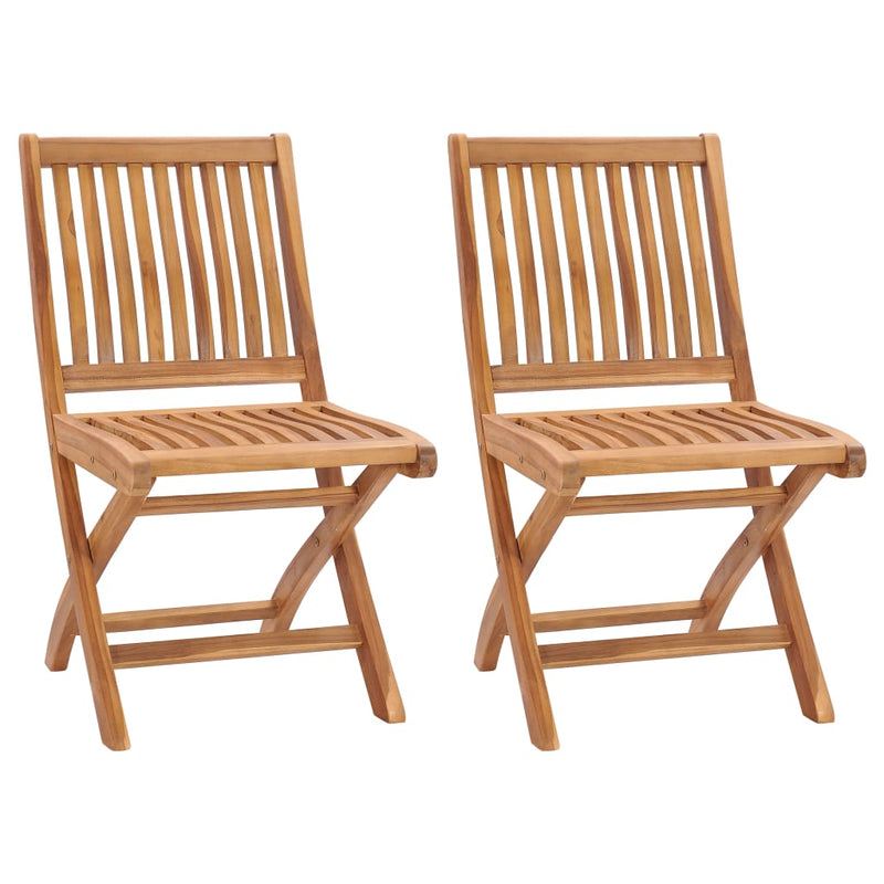 Folding Patio Chairs 2 pcs Solid Teak Wood