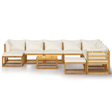 11 Piece Patio Lounge Set with Cushion Cream Solid Acacia Wood