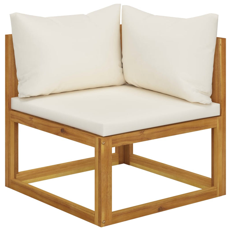 11 Piece Patio Lounge Set with Cushion Cream Solid Acacia Wood