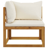 11 Piece Patio Lounge Set with Cushion Cream Solid Acacia Wood