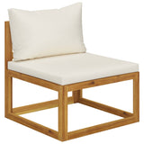 11 Piece Patio Lounge Set with Cushion Cream Solid Acacia Wood