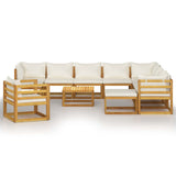 12 Piece Patio Lounge Set with Cushion Cream Solid Acacia Wood