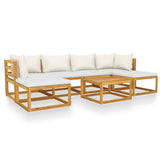 7 Piece Patio Lounge Set with Cushion Cream Solid Acacia Wood