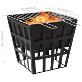 2-in-1 Fire Pit and BBQ 13.4"x13.4"x18.9" Steel