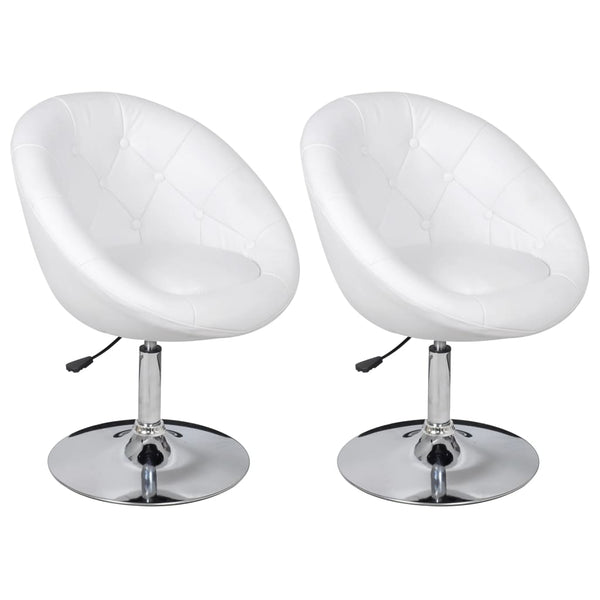 Bar Stools 2 pcs White Faux Leather