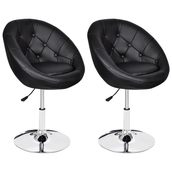 Bar Stools 2 pcs Black Faux Leather