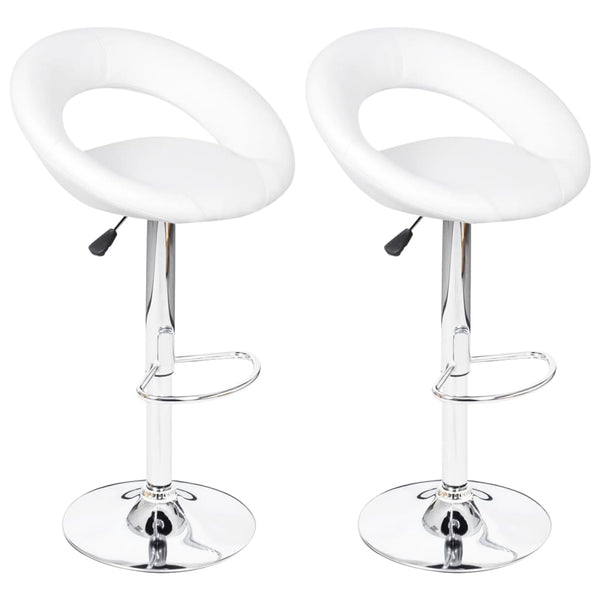 Bar Stools 2 pcs White Faux Leather