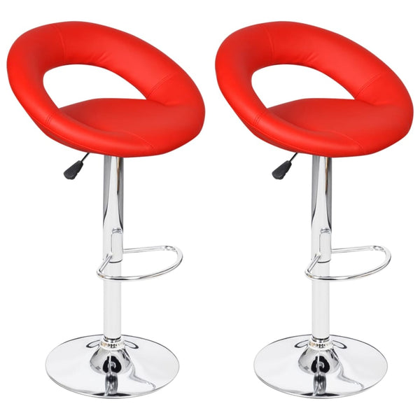 Bar Stools 2 pcs Red Faux Leather