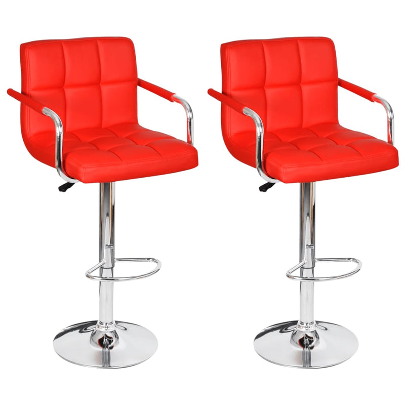 Bar Stools 2 pcs Red Faux Leather